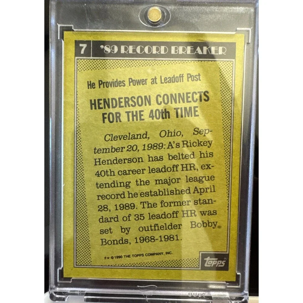 1990 Topps - Record Breaker Rickey Henderson #7